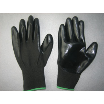 13G Polyester Liner Schwarz Farbe Nitril beschichtete Handschuhe (5029. BL)